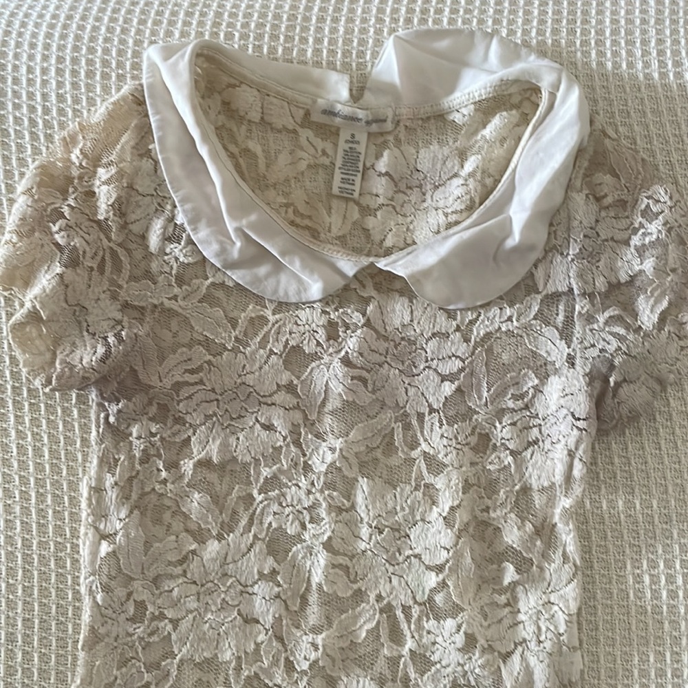 White Lace Collar Top